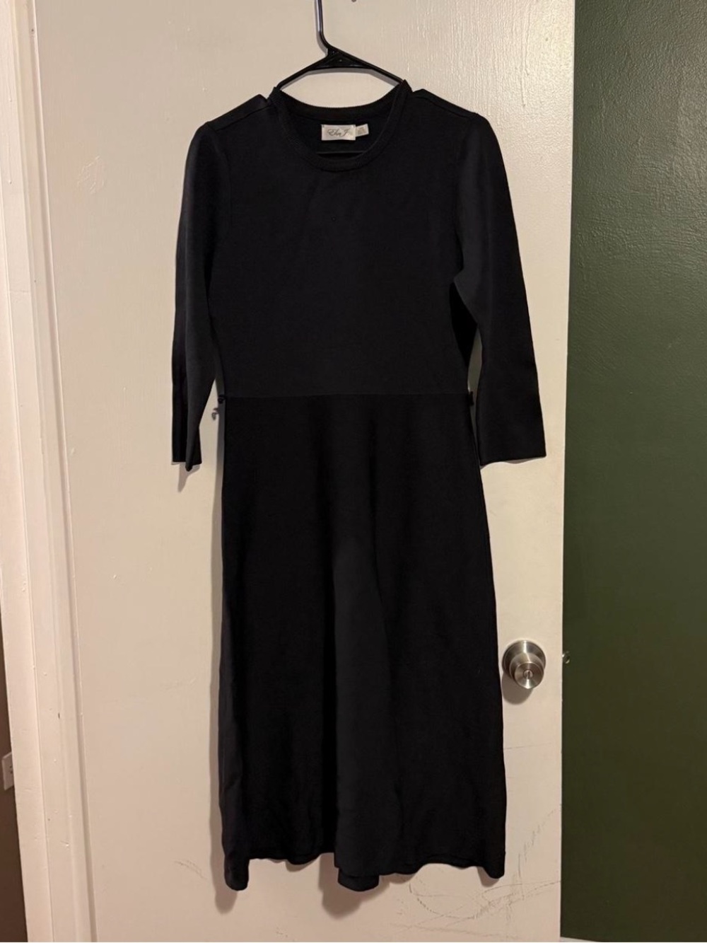Eliza J 
black long sleeve knit stretch fit and flare long midi dress